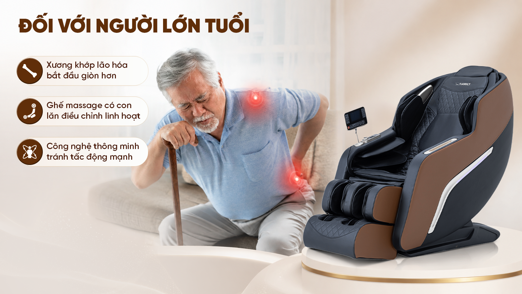 Người lớn tuổi dễ bị đau các vùng cơ xương