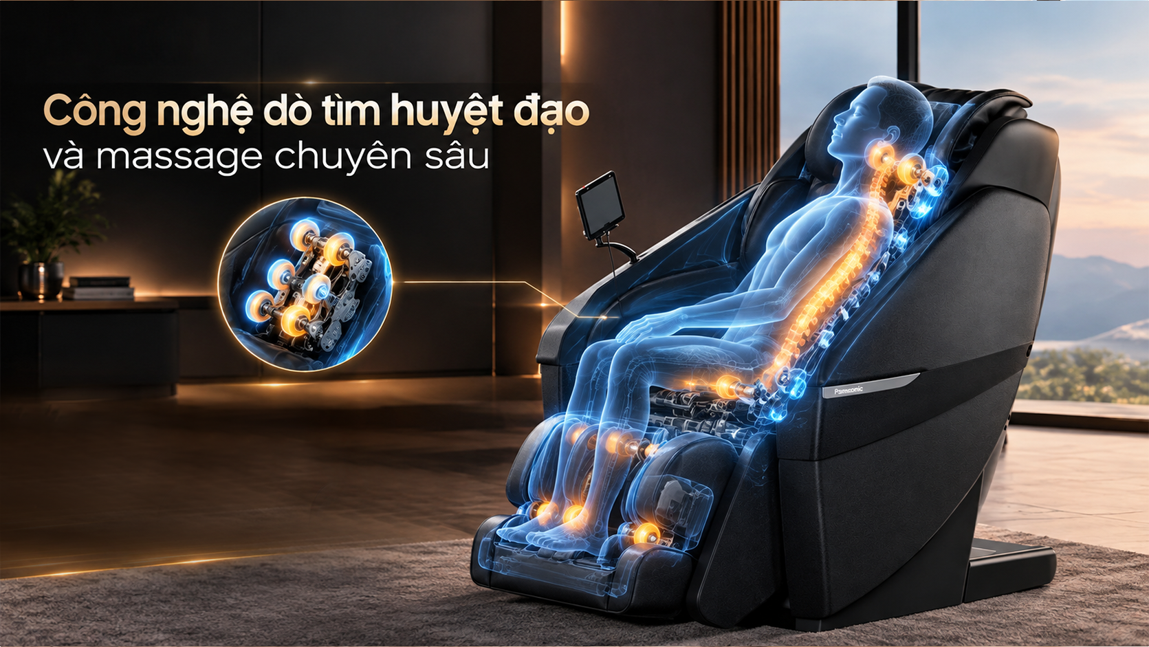 Ghế massage Panasonic và công nghệ dò tìm huyệt đạo