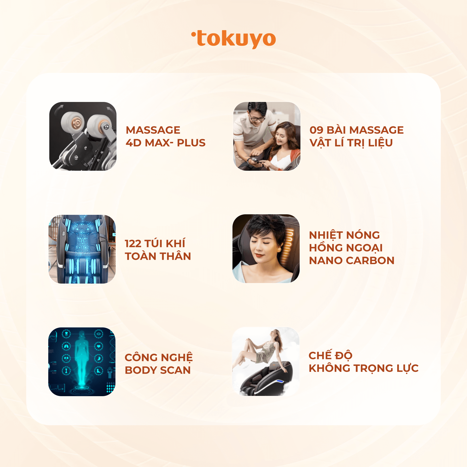 các tính năng độc đáo của ghế massage Tokuyo