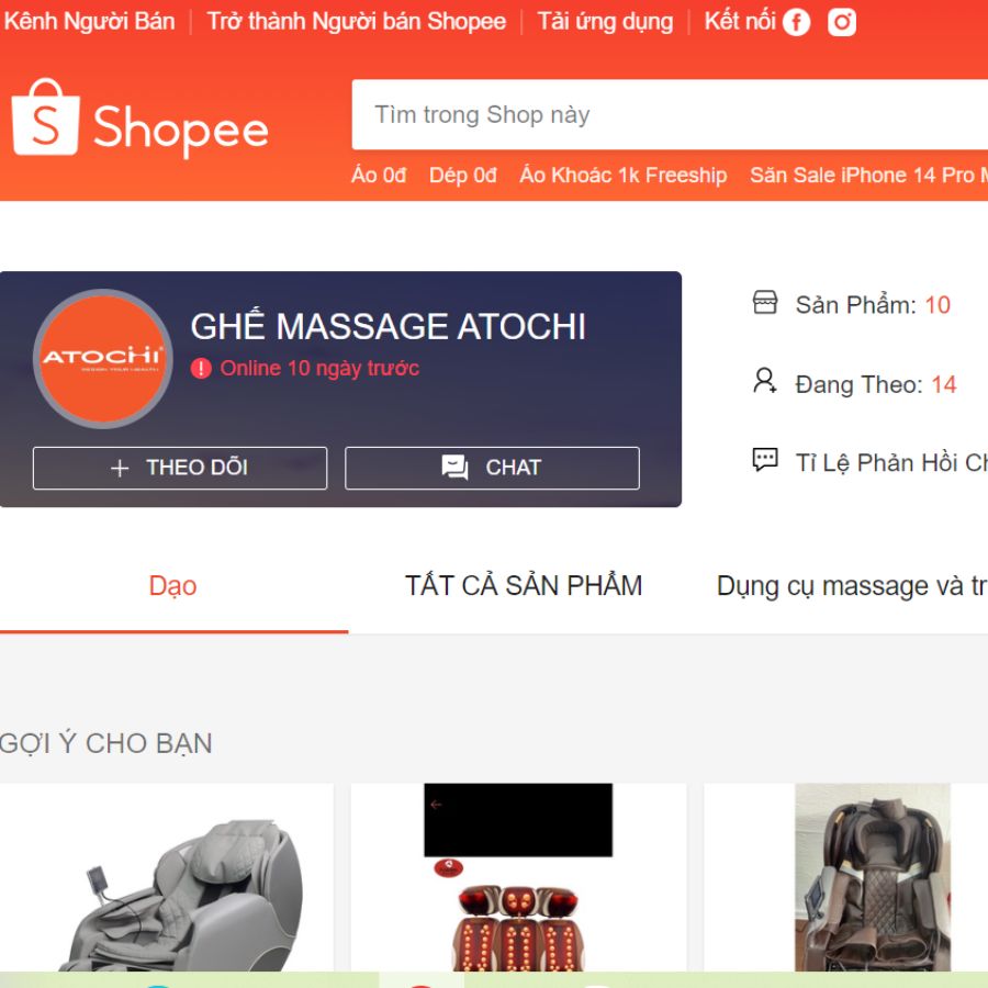 Đánh giá ghế massage Atochi trên shopee