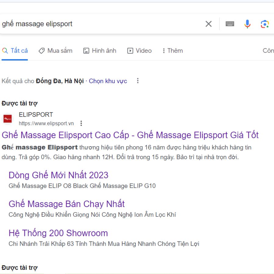 Đánh giá ghế massage Elip trên google