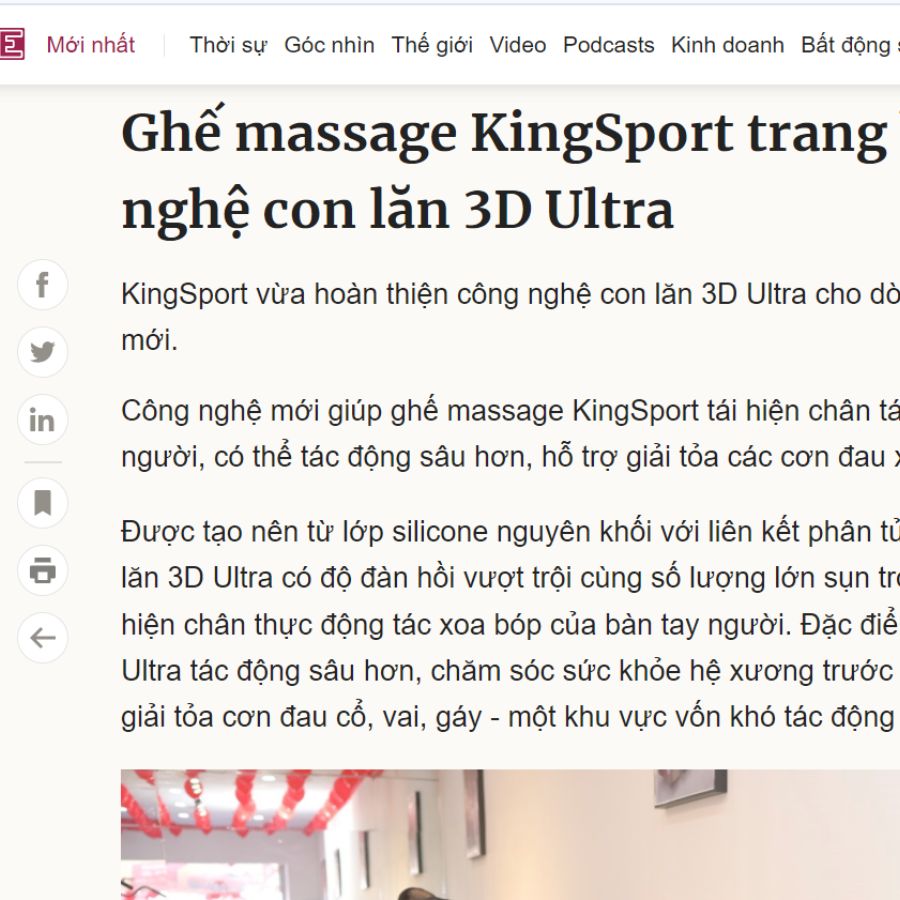 Đánh giá ghế massage Kingsport trên báo điện tử