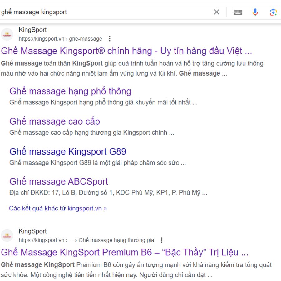Đánh giá ghế massage Kingsport trên google