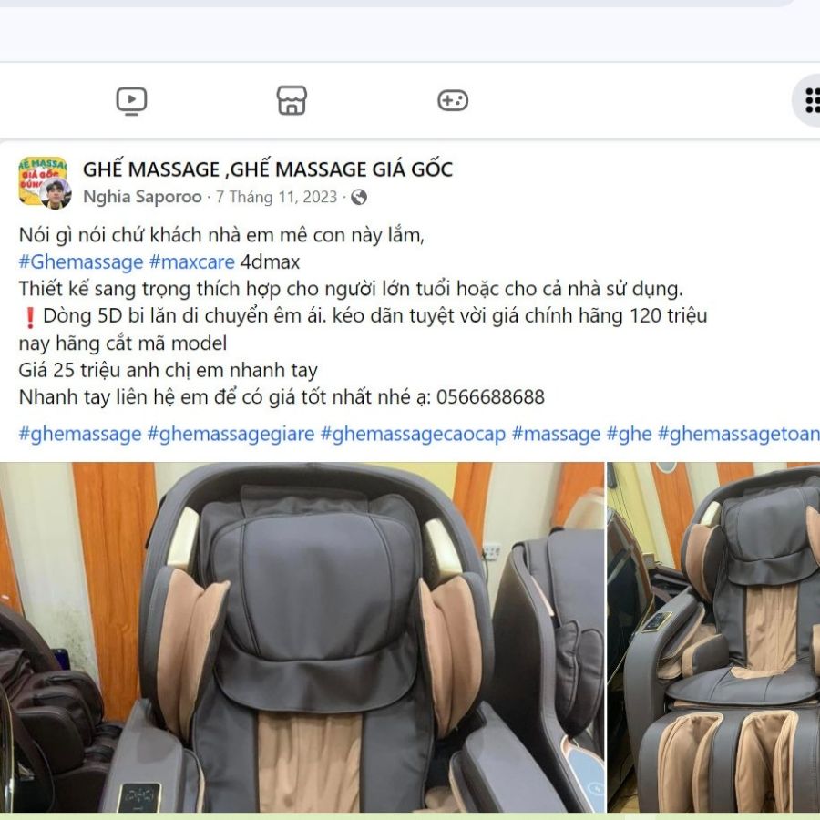 Đánh giá ghế massage MaxCare trênfacebook