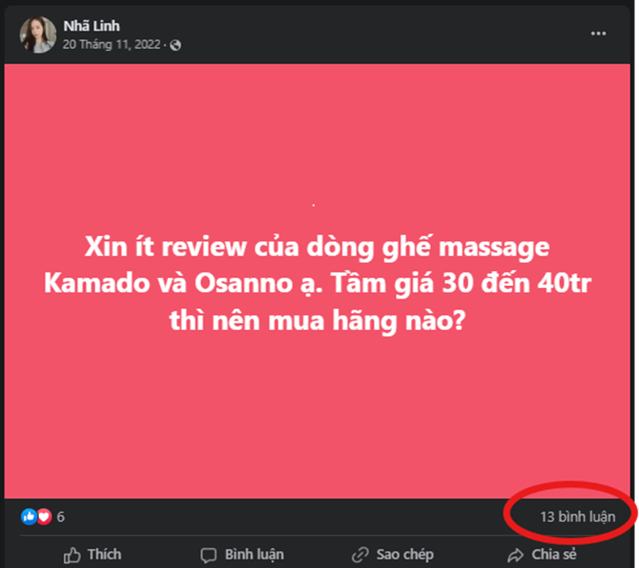Ghế massage Osanno có nhiều lượt thảo luận trên Facebook