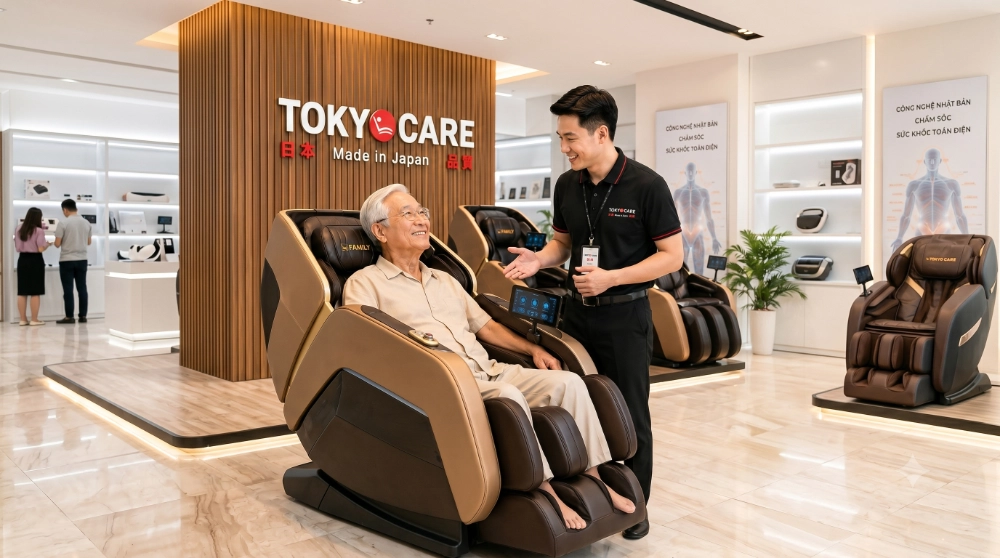 Trải nghiệm ghế massage tại showroom