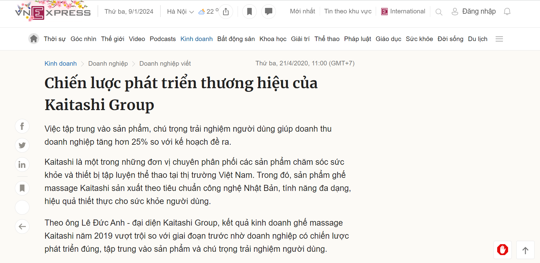 Nhiều báo lớn đưa tin về Kaitashi